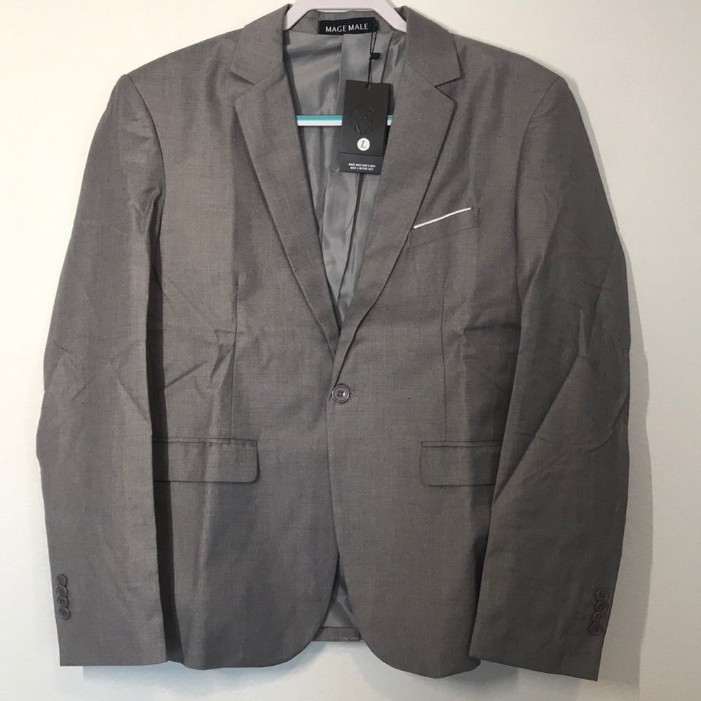 Men's Solid Blazer Slim Fit Notch Lapel One Button